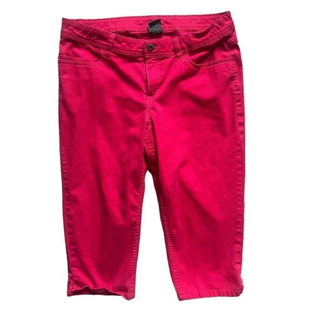 Womens Faded Glory Red Culottes Cropped Jeans Pants - Sz 14